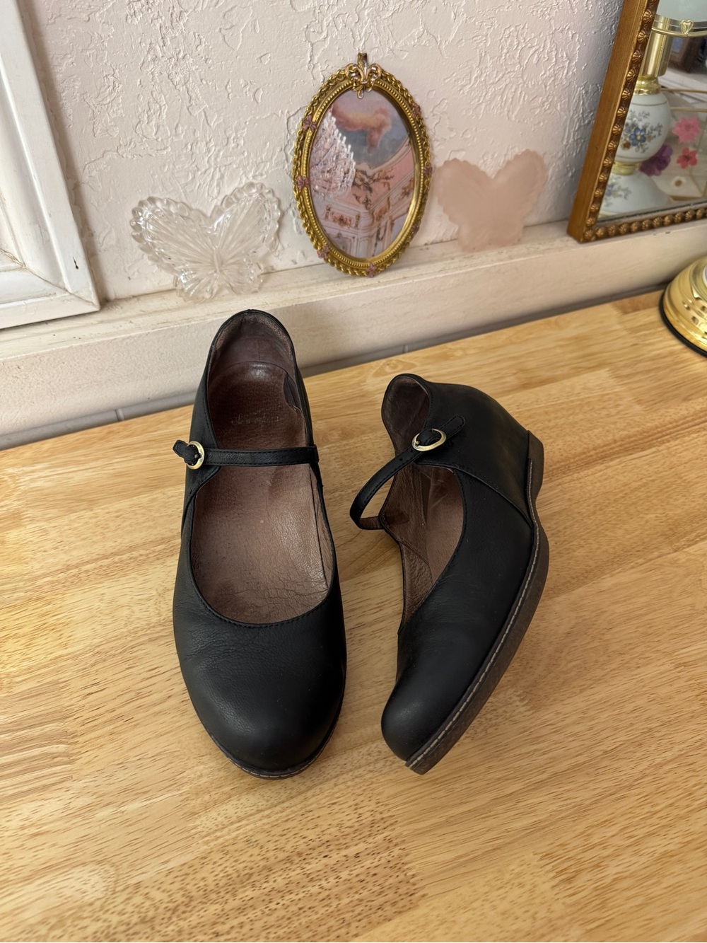Dansko Black Leather Mary Jane Hidden Wedge Clogs EU 40 Comfort Shoes Y2K Comfy - Picture 9 of 13
